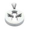Pendentif ange couleur argentee en acier inoxydable H. 2 cm.