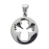 Pendentif ange couleur argentee en acier inoxydable H. 2 cm.