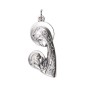 Pendentif de cou de la Vierge a l´enfant de profil en métal couleur argentée H. 3,5 cm.
