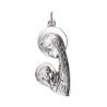 Pendentif de cou de la Vierge a l´enfant de profil en métal couleur argentée H. 3,5 cm.