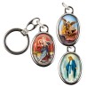 Porte-clés en métal couleur argentée H. 3,8 cm avec résine couleur des saints.