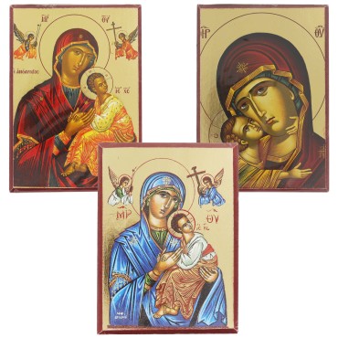 Icone en bois serigraphiee a suspendre ou a poser H.12x9 cm ou 14x10, plusieurs sujets.