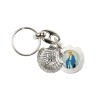 Porte clés coquille de saint Jacques Ø 2,5 cm résine double face saint Jacques de compostelle / Vierge Miraculeuse.
