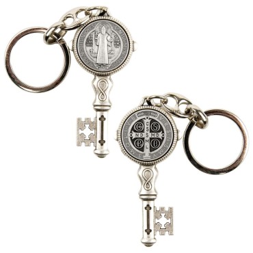Porte-clés de saint Benoit H- 6 cm en forme de clés double face