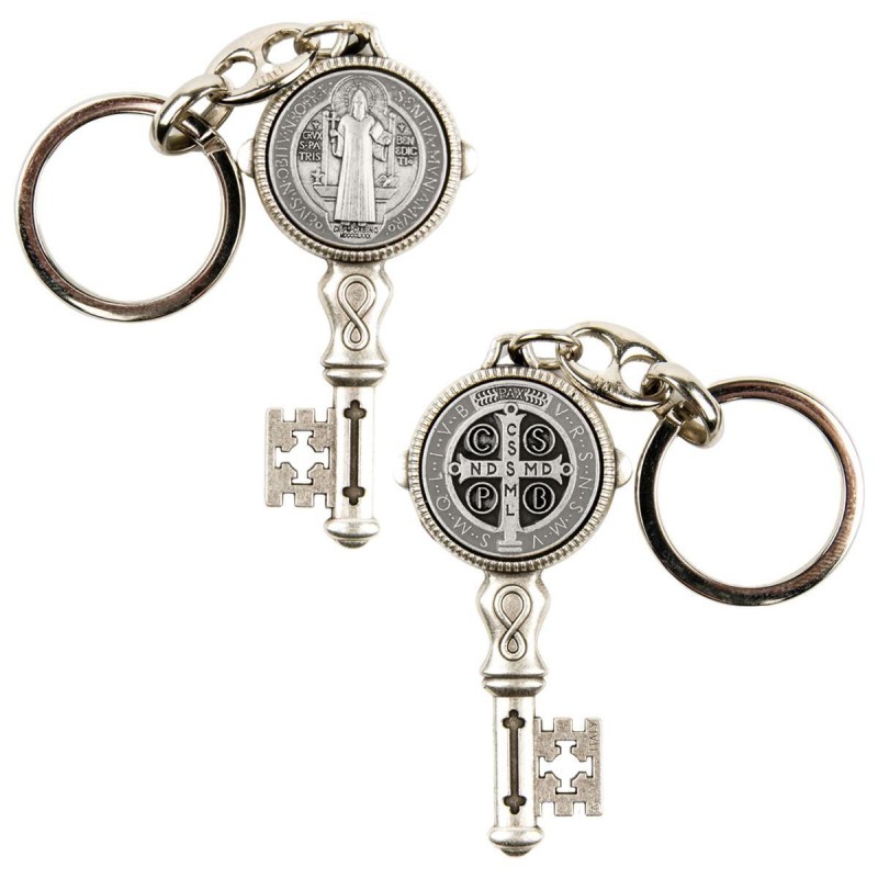 Porte-cl-eacute-s de saint Beno-icirc-t H- 6 cm en forme de cl-eacute-s- double face-