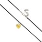 Pendentif coeur en verre H. 1.5 cm, avec cordon noir reglable 45 cm. LOT DE 5 ASSORTIS.