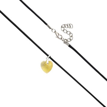 Pendentif coeur en verre H. 1.5 cm, avec cordon noir reglable 45 cm. LOT DE 5 ASSORTIS.