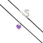 Pendentif coeur en verre H. 1.5 cm, avec cordon noir reglable 45 cm. LOT DE 5 ASSORTIS.