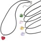 Pendentif coeur en verre H. 1.5 cm, avec cordon noir reglable 45 cm. LOT DE 5 ASSORTIS.