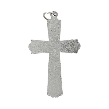Croix de cou avec Christ en métal couleur argentée H. 4.5 cm