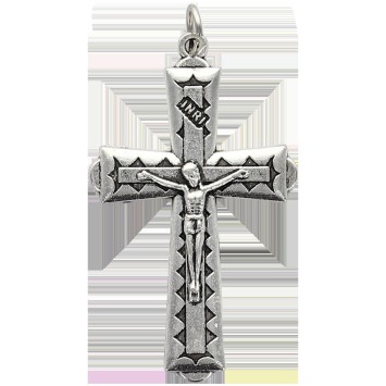 Croix de cou avec Christ en métal couleur argentée H. 4.5 cm