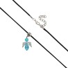 Pendentif ange en verre H. 2.5 cm, avec cordon noir reglable 45 cm. LOT DE 5 ASSORTIS.