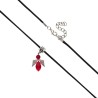 Pendentif ange en verre H. 2.5 cm, avec cordon noir reglable 45 cm. LOT DE 5 ASSORTIS.