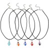 Pendentif ange en verre H. 2.5 cm, avec cordon noir reglable 45 cm. LOT DE 5 ASSORTIS.