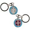 Porte-clés de Saint Benoît en métal, émaillé bleu – Ø 3,3 cm