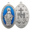 Médaille plaque de porte en métal et résine bleue de la Vierge Miraculeuse 10.5 cm.