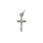 Croix de cou en forme de tube, en métal argenté avec Christ – Hauteur 1,5 cm