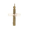 Croix de cou striee en metal couleur doree H. 2,5 cm.