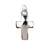 Croix de cou bombee en metal couleur argentee  H. 1,5 cm.