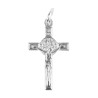 Croix de cou de saint Benoit en métal couleur argentée, hauteur 2,5 cm.