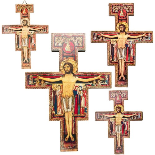 Croix de saint Francois image collee sur contre plaque, plusieurs tailles.