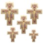 Croix de Saint François en bois, image dorée collée, disponibles en différentes tailles.