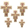 Croix de Saint François en bois, image dorée collée, disponibles en différentes tailles.