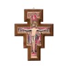 Croix de saint François en bois mélaminé relief image redorée H.13 cm.