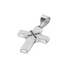 Croix de cou en nacre avec zirconium sertie sur metal couleur argentee H. 2 cm.