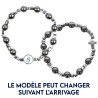Bracelet dizainier sur élastique grains en hématite Ø 8 mm, résine V Miraculeuse.