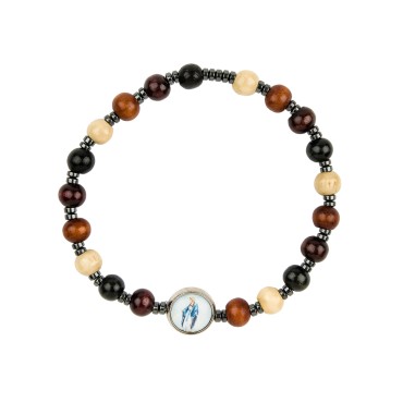 Bracelet sur élastique grains bois couleurs assorties, Ø 8 mm, à personnaliser avec une résine.