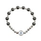 Bracelet dizainier sur élastique grains en hématite Ø 8 mm et coupelles couleur argentée, à personnaliser avec une résine.