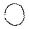 Bracelet sur élastique grains ovales hématite, Ø 4 mm, avec croix. Taille Homme
