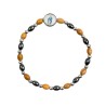 Bracelet dizainier sur elastique grains bois d olivier et hematite Ø 6 mm, a personnaliser avec une resine.