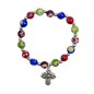 Bracelet sur élastique grains style Murano Ø 8 mm, avec croix métal.