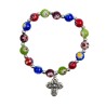 Bracelet sur élastique grains style Murano Ø 8 mm, avec croix métal.