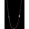 Collier chaine couleur argentee L. 50 cm avec croix et medaille V.Miraculeuse, grains semi cristal Ø 3 mm, livre boite.