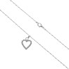 Collier avec chaine couleur argentee L. 45 cm, coeur en zirconium couleur assortie H. 1,5 cm.