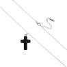Collier avec croix en pierre naturelle H 2.4 cm sur chaine maille forcat en acier inoxydable L. 45 cm ajustable.