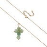 Collier surchaine reglable, acier inoxydable L 45 cm, croix avec 5 coeurs en pierres naturelles H. 3 cm. LOT DE 5 ASSORTIS