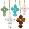 Collier surchaine reglable, acier inoxydable L 45 cm, croix avec 5 coeurs en pierres naturelles H. 3 cm. LOT DE 5 ASSORTIS