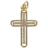 Croix de cou en laiton dore avec au centre croix avec zircon. H.2 cm