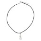 Collier cordon noir reglable avec pendentif flacon d eau de Lourdes. Livre pochette.