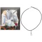 Collier cordon noir reglable avec pendentif flacon d eau de Lourdes. Livre pochette.