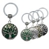 Porte-cles Arbre de vie Ø 2.6 cm avec pierre naturelle assortie, LOT DE 5