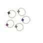 Bague sur elastique grains metal avec croix hematite synthetique couleur assortie, LOT DE 5