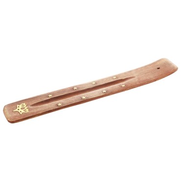 Brûle encens pour bâtonnets en bois imprimé fleur. Longueur 26 x3.5 cm. BOITE DE 4.