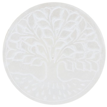 Brûle-encens pour bâtonnets en sélénite Arbre de Vie Racine, Ø 9,8 cm. Livré en boîte individuelle.
