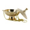 Brûle-encens en laiton ciselé avec chaîne, H 10 cm, Ø 9 cm. Livré en boîte individuelle.
