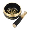 Bol chantant tibétain traditionnel en laiton émaillé noir, motif Arbre de Vie, Ø 12,5 cm, poids 1 kg.